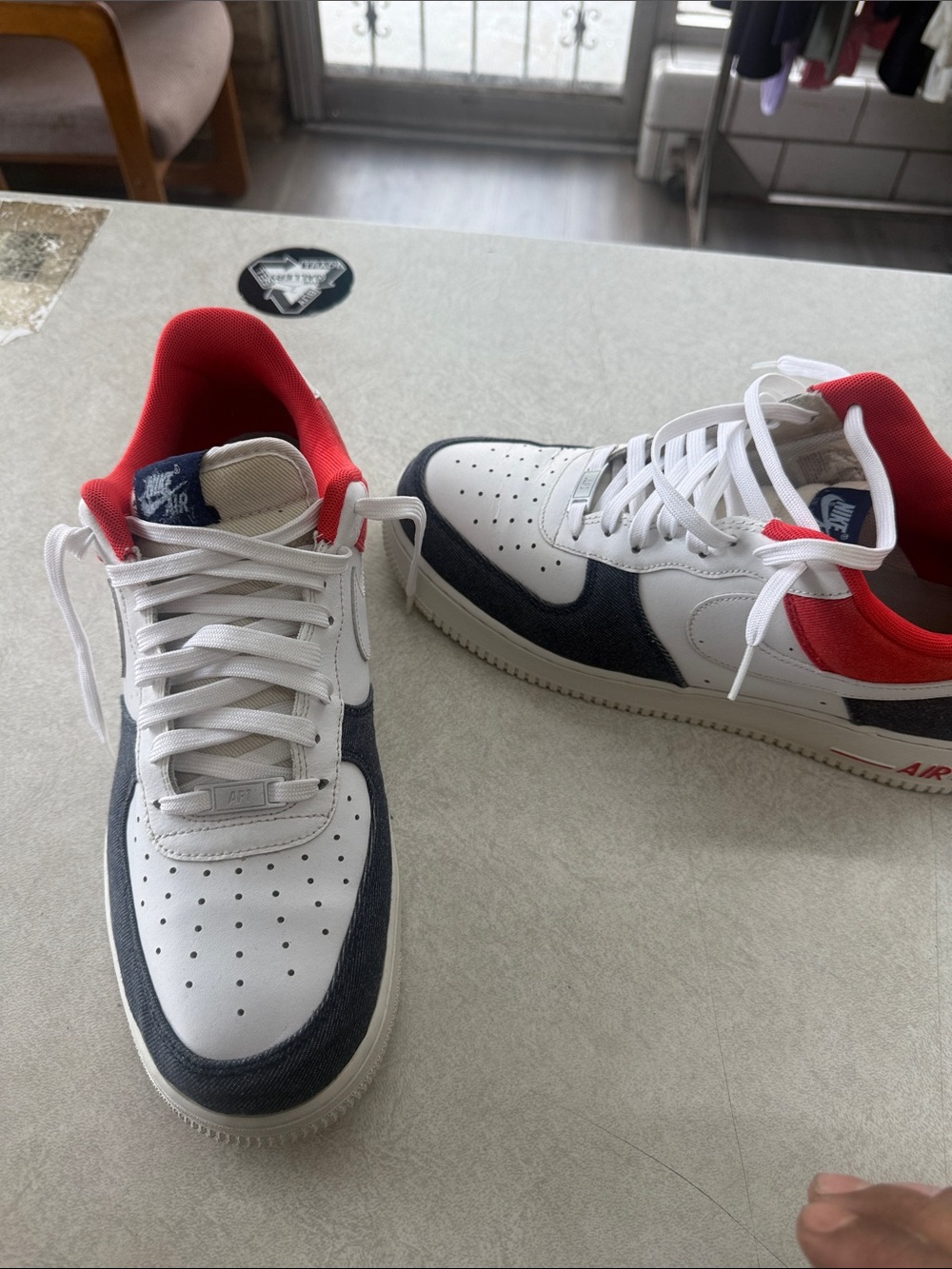 Nike Men’s Low-Top Sneakers in White, Navy & Red